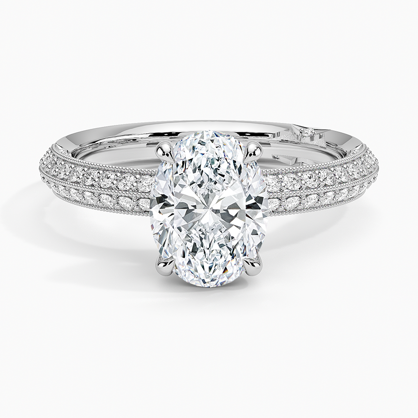 Tacori Sculpted Crescent Knife Edge Diamond Ring Platinum Oval Engagement Ring