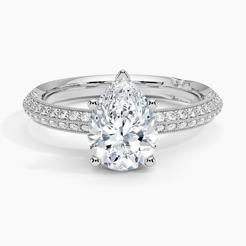 Tacori Sculpted Crescent Knife Edge Diamond Ring Platinum Pear Engagement Ring