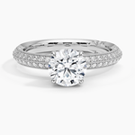Tacori Sculpted Crescent Knife Edge Diamond Ring Platinum Round Engagement Ring