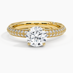 Tacori Sculpted Crescent Knife Edge Diamond Ring Yellow Gold 18k Round Engagement Ring