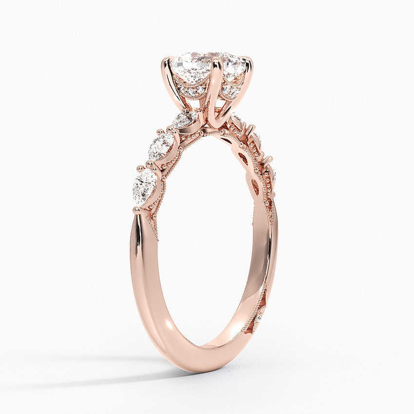 Tacori Sculpted Crescent Pear Diamond Ring Rose Gold 18k Cushion Engagement Ring
