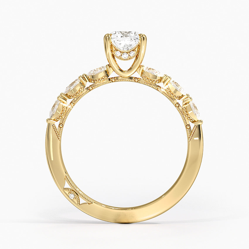 Tacori Sculpted Crescent Pear Diamond Ring Yellow Gold 18k Cushion Engagement Ring