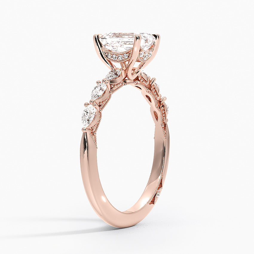 Tacori Sculpted Crescent Pear Diamond Ring Rose Gold 18k Emerald Engagement Ring