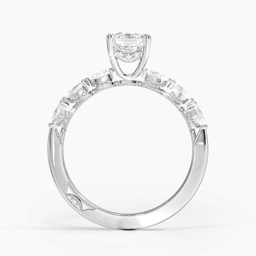 Tacori Sculpted Crescent Pear Diamond Ring Platinum Emerald Engagement Ring