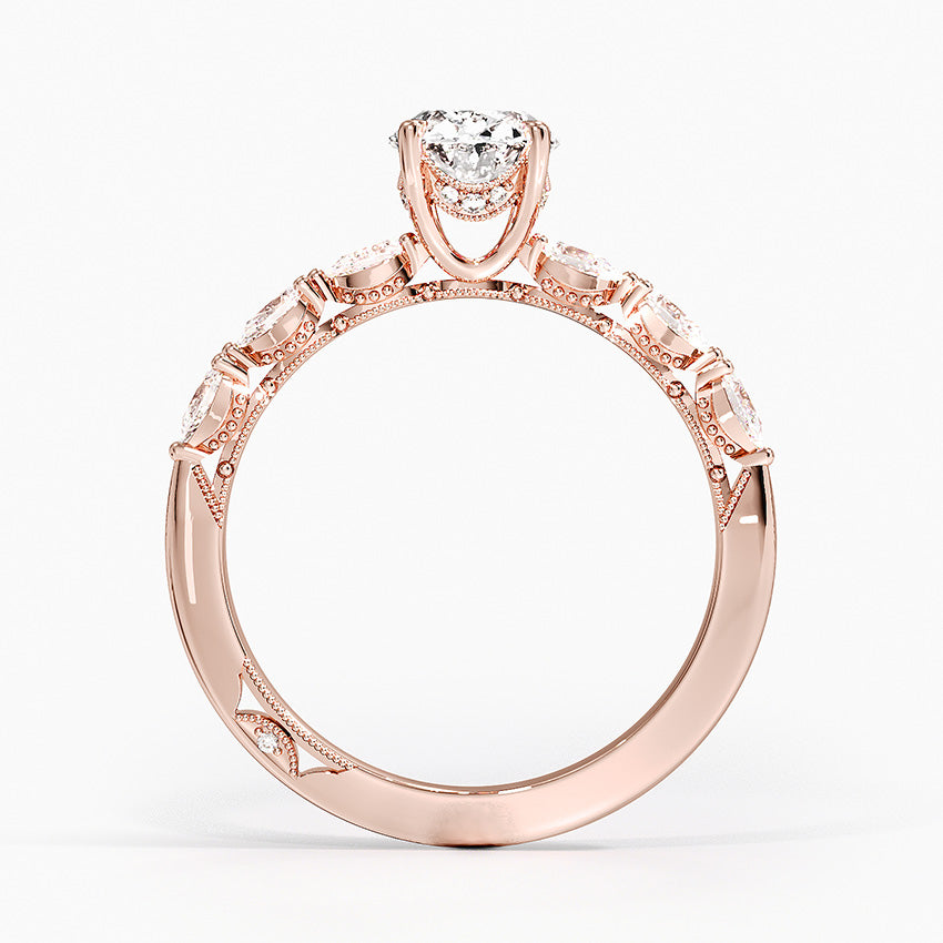 Tacori Sculpted Crescent Pear Diamond Ring Rose Gold 18k Oval Engagement Ring