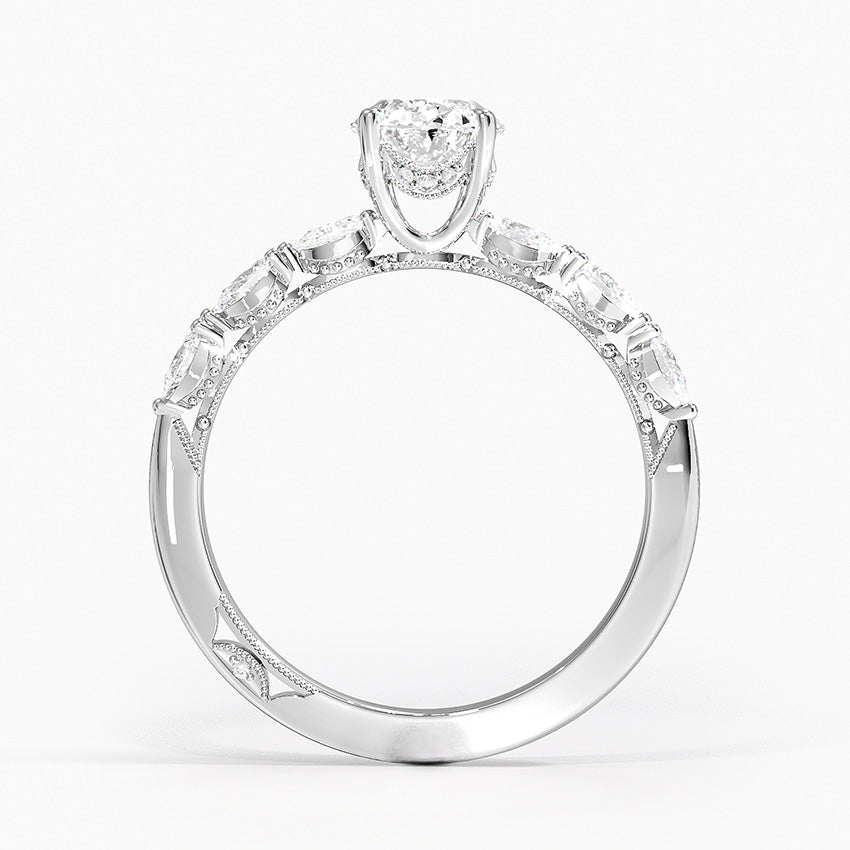 Tacori Sculpted Crescent Pear Diamond Ring Platinum Oval Engagement Ring