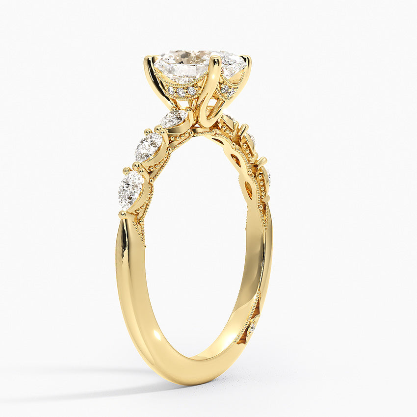 Tacori Sculpted Crescent Pear Diamond Ring Yellow Gold 18k Oval Engagement Ring
