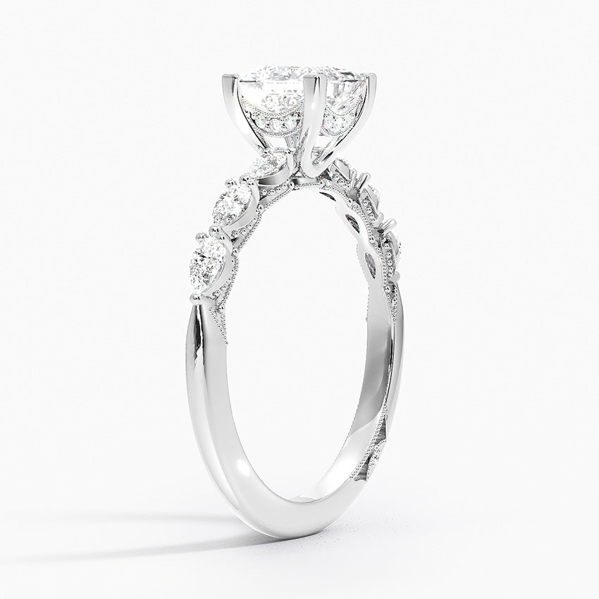 Tacori Sculpted Crescent Pear Diamond Ring Platinum Princess Engagement Ring