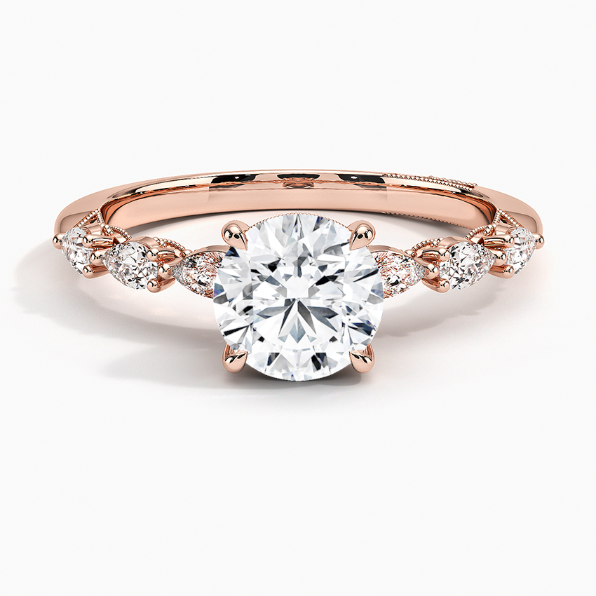 Tacori Sculpted Crescent Pear Diamond Ring Rose Gold 18k Round Engagement Ring