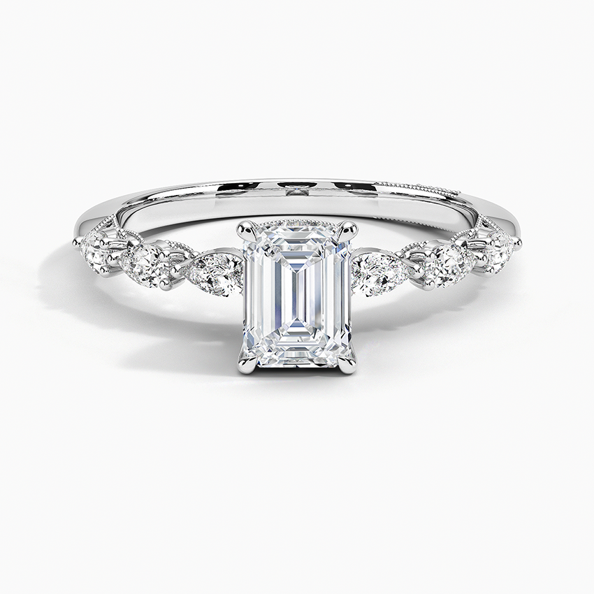 Tacori Sculpted Crescent Pear Diamond Ring Platinum Emerald Engagement Ring