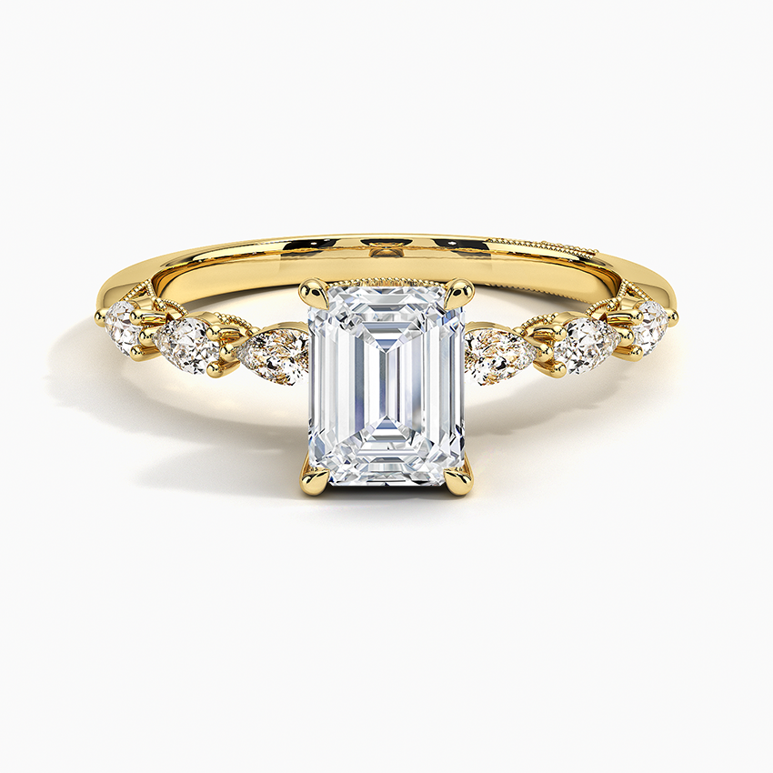 Tacori Sculpted Crescent Pear Diamond Ring Yellow Gold 18k Emerald Engagement Ring