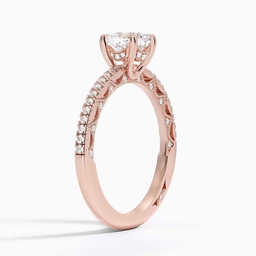 Tacori Lunetta Crescent Diamond Ring Rose Gold 18k Cushion Engagement Ring