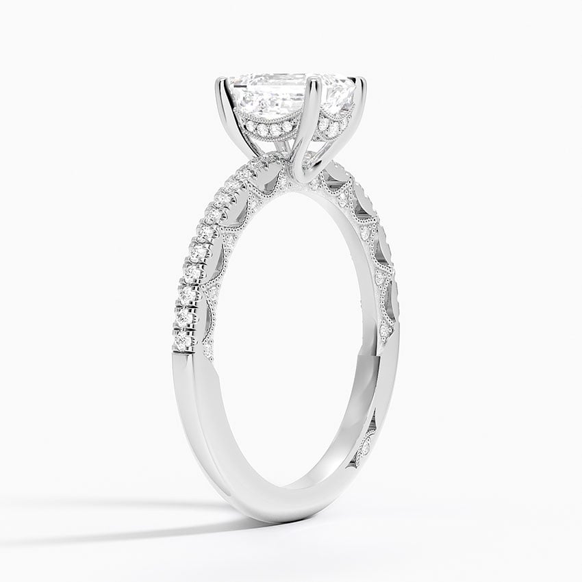 Tacori Lunetta Crescent Diamond Ring Platinum Emerald Engagement Ring