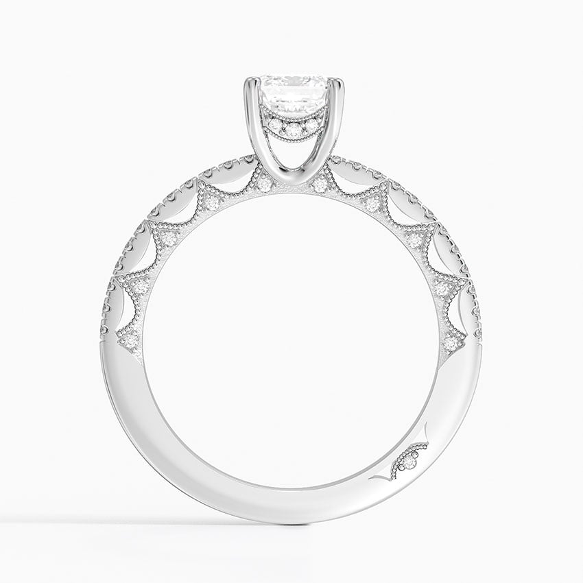 Tacori Lunetta Crescent Diamond Ring Platinum Emerald Engagement Ring