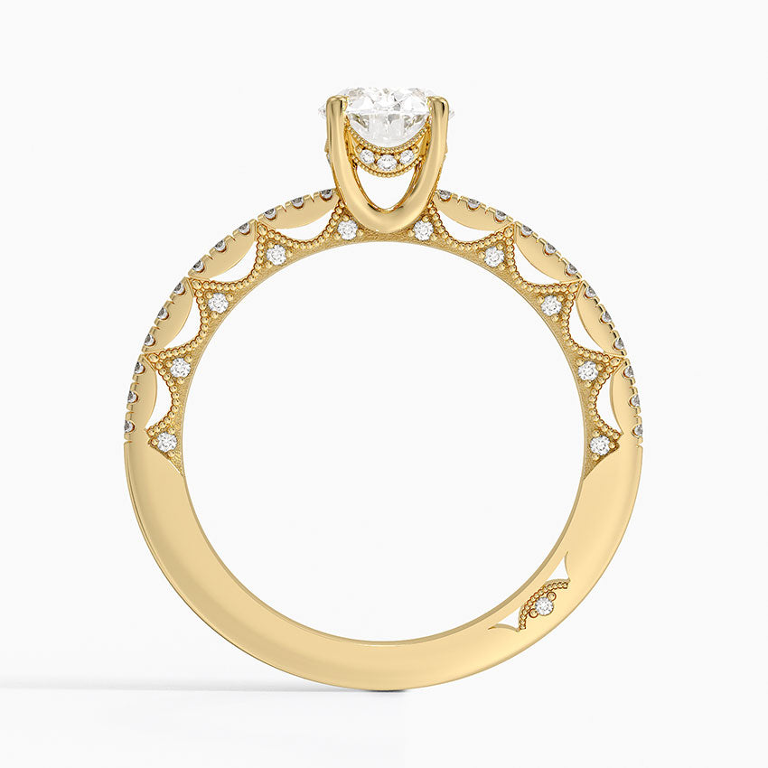 Tacori Lunetta Crescent Diamond Ring Yellow Gold 18k Oval Engagement Ring
