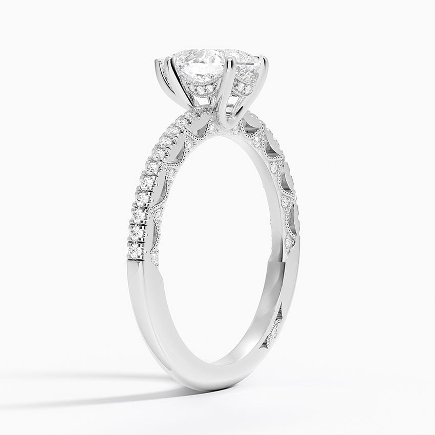 Tacori Lunetta Crescent Diamond Ring Platinum Pear Engagement Ring