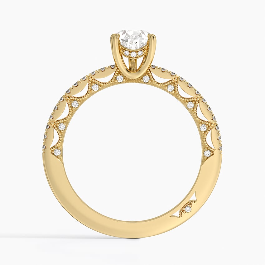 Tacori Lunetta Crescent Diamond Ring Yellow Gold 18k Pear Engagement Ring