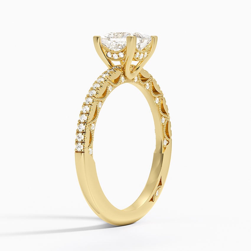 Tacori Lunetta Crescent Diamond Ring Yellow Gold 18k Princess Engagement Ring