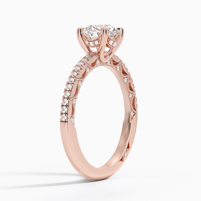 Tacori Lunetta Crescent Diamond Ring Rose Gold 18k Round Engagement Ring