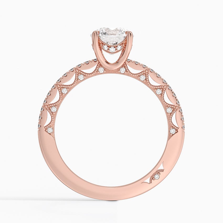 Tacori Lunetta Crescent Diamond Ring Rose Gold 18k Round Engagement Ring
