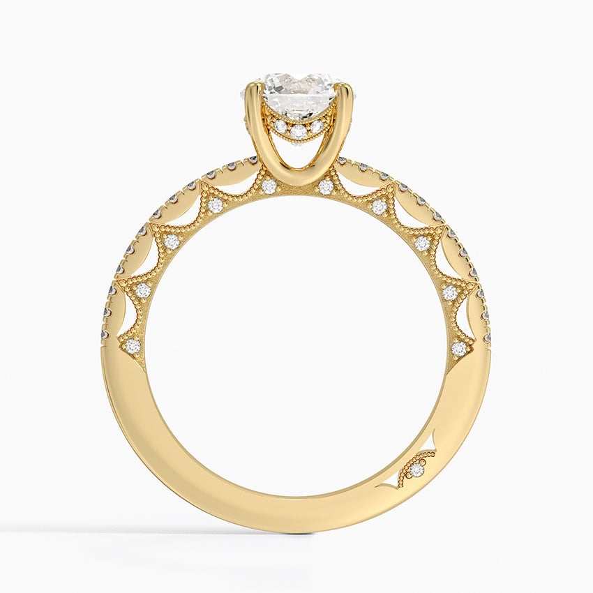 Tacori Lunetta Crescent Diamond Ring Yellow Gold 18k Round Engagement Ring