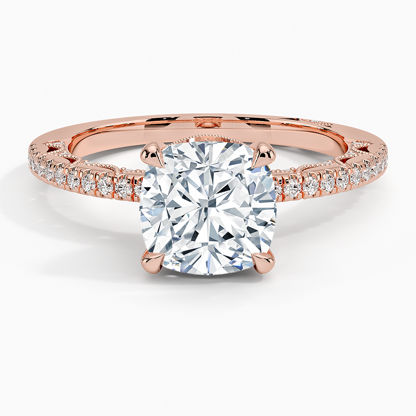 Tacori Lunetta Crescent Diamond Ring Rose Gold 18k Cushion Engagement Ring