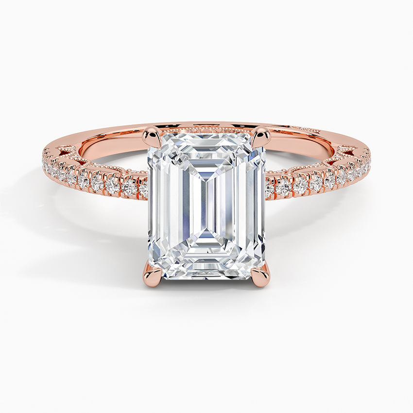 Tacori Lunetta Crescent Diamond Ring Rose Gold 18k Emerald Engagement Ring