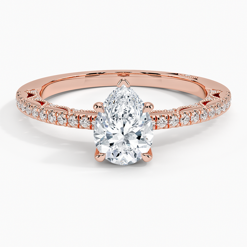 Tacori Lunetta Crescent Diamond Ring Rose Gold 18k Pear Engagement Ring