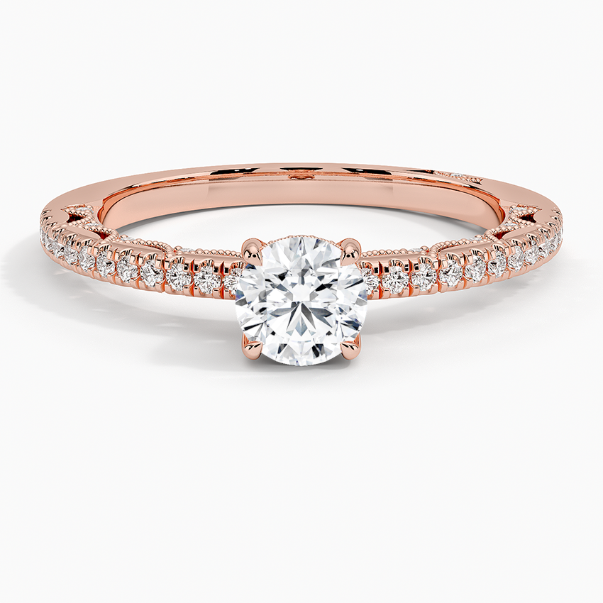 Tacori Lunetta Crescent Diamond Ring Rose Gold 18k Round Engagement Ring