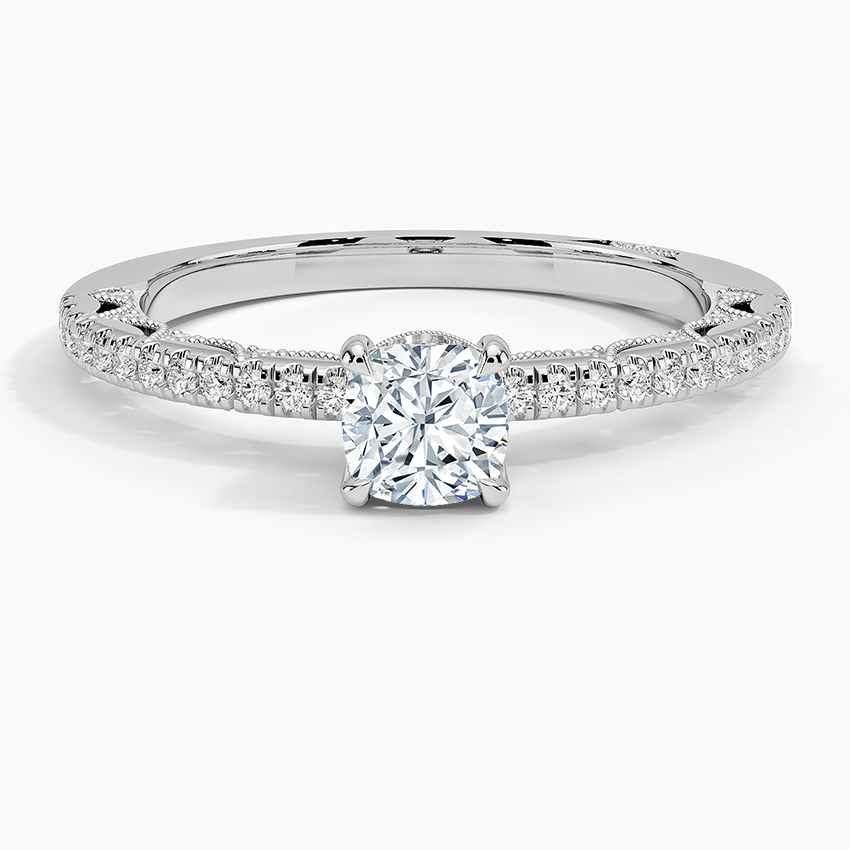 Tacori Lunetta Crescent Diamond Ring Platinum Cushion Engagement Ring