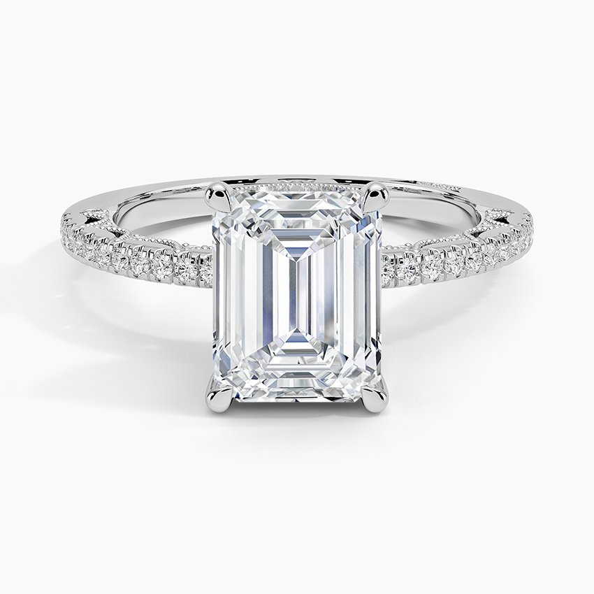Tacori Lunetta Crescent Diamond Ring Platinum Emerald Engagement Ring