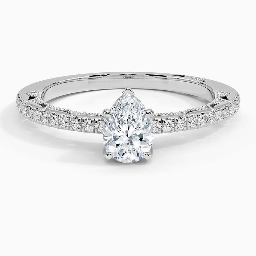 Tacori Lunetta Crescent Diamond Ring Platinum Pear Engagement Ring