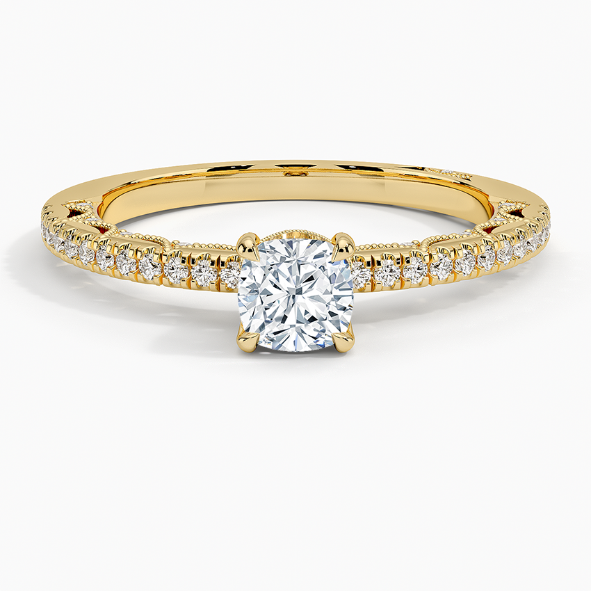 Tacori Lunetta Crescent Diamond Ring Yellow Gold 18k Cushion Engagement Ring