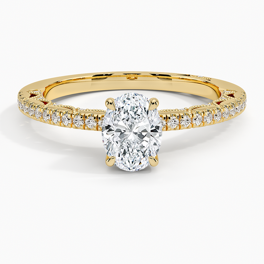 Tacori Lunetta Crescent Diamond Ring Yellow Gold 18k Oval Engagement Ring