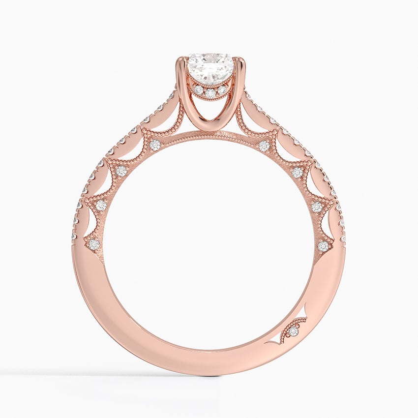 Tacori Lunetta Crescent Cathedral Diamond Ring Rose Gold 18k Cushion Engagement Ring