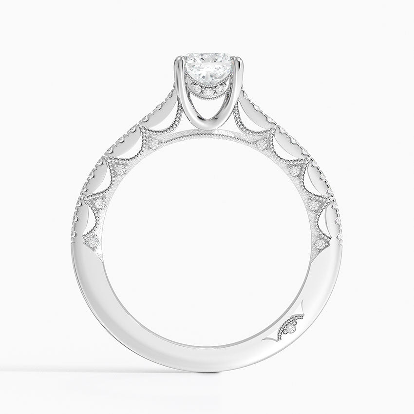 Tacori Lunetta Crescent Cathedral Diamond Ring Platinum Cushion Engagement Ring