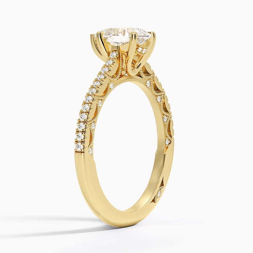 Tacori Lunetta Crescent Cathedral Diamond Ring Yellow Gold 18k Pear Engagement Ring