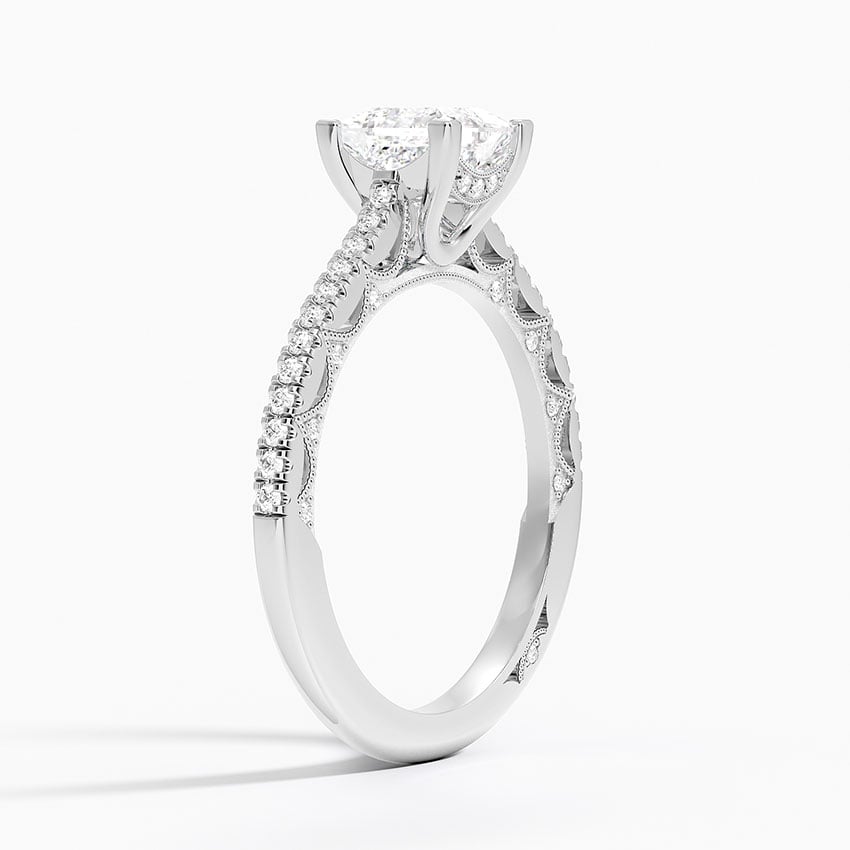 Tacori Lunetta Crescent Cathedral Diamond Ring Platinum Princess Engagement Ring