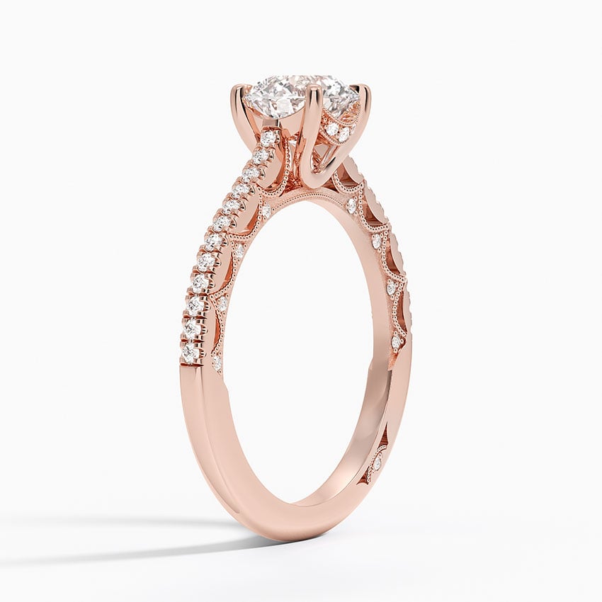 Tacori Lunetta Crescent Cathedral Diamond Ring Rose Gold 18k Round Engagement Ring