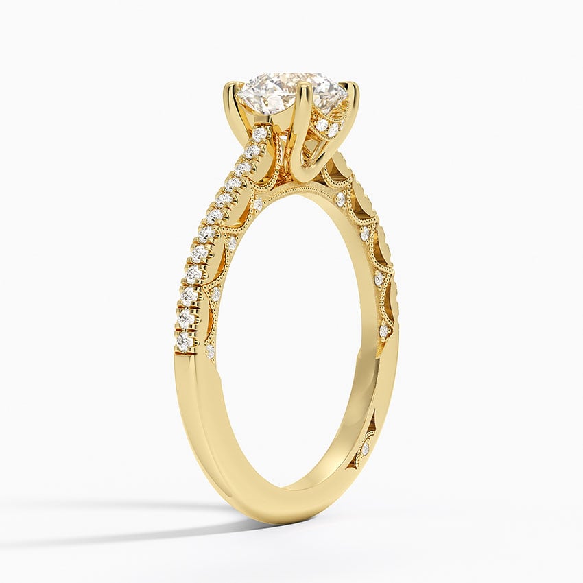 Tacori Lunetta Crescent Cathedral Diamond Ring Yellow Gold 18k Round Engagement Ring
