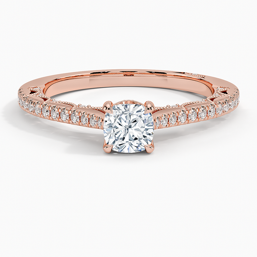 Tacori Lunetta Crescent Cathedral Diamond Ring Rose Gold 18k Cushion Engagement Ring