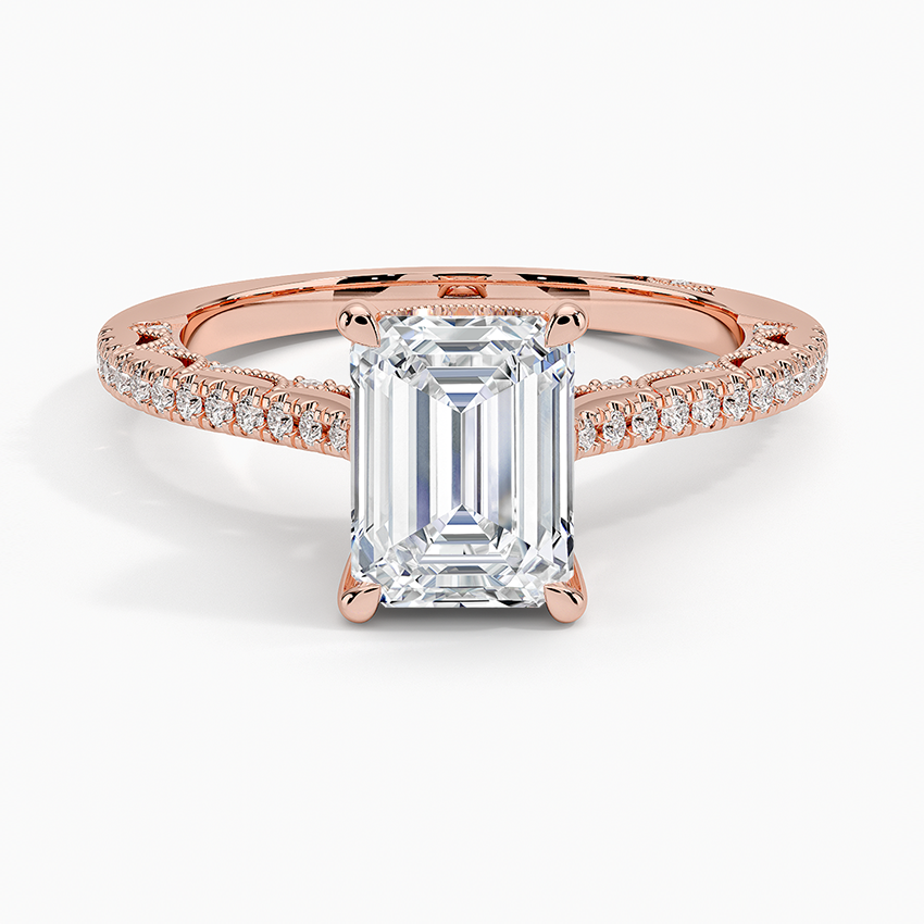 Tacori Lunetta Crescent Cathedral Diamond Ring Rose Gold 18k Emerald Engagement Ring