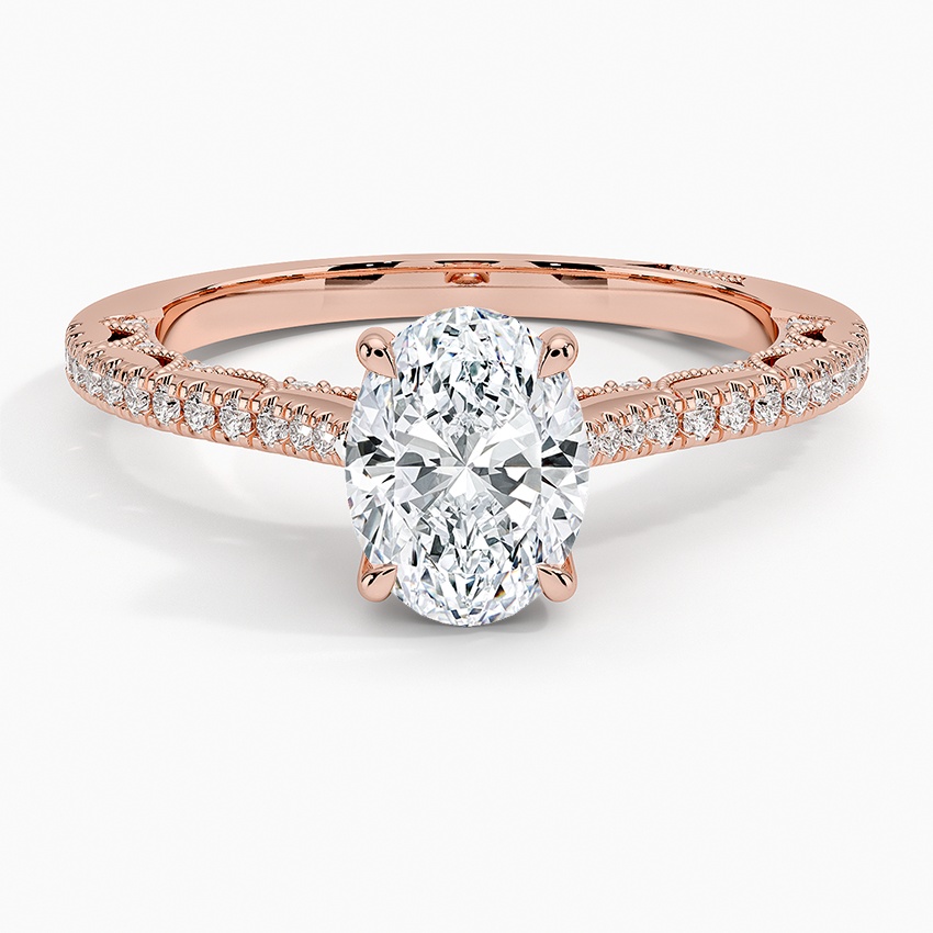 Tacori Lunetta Crescent Cathedral Diamond Ring Rose Gold 18k Oval Engagement Ring