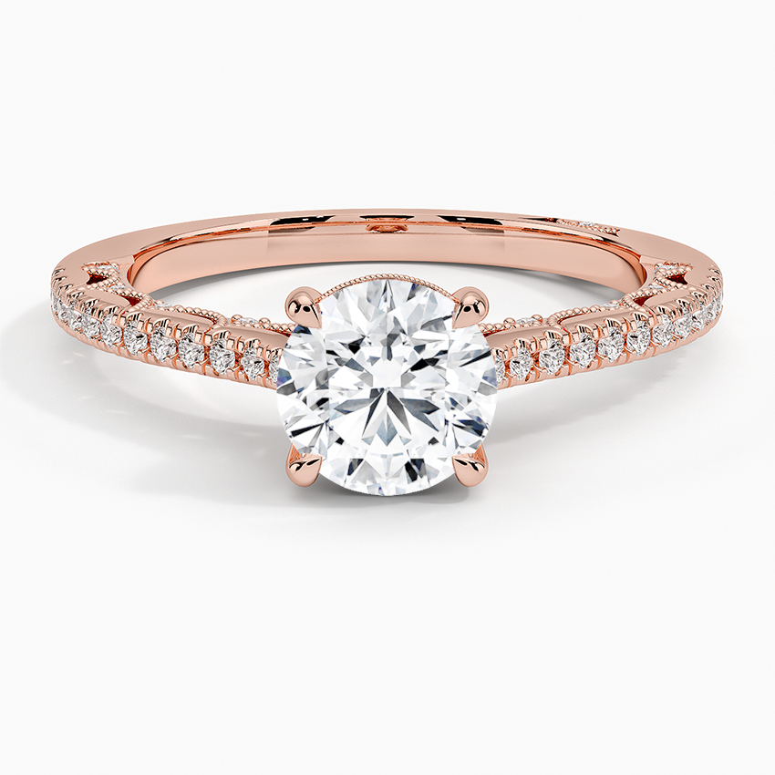 Tacori Lunetta Crescent Cathedral Diamond Ring Rose Gold 18k Round Engagement Ring