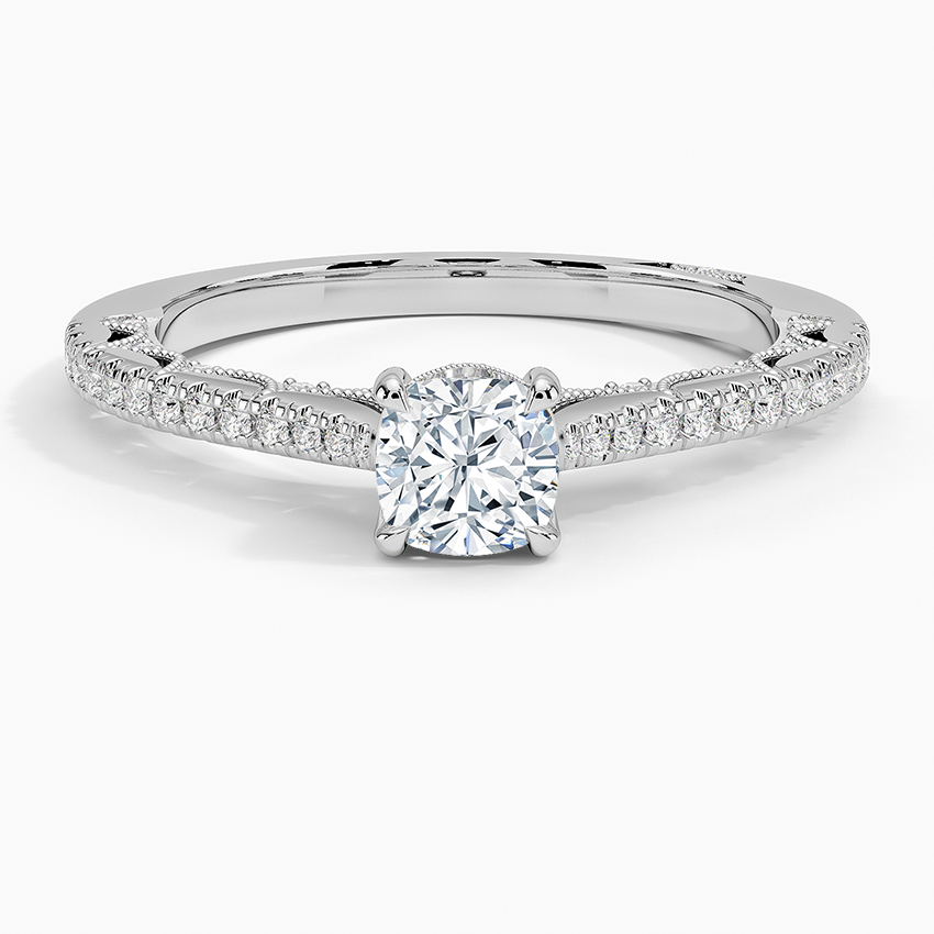 Tacori Lunetta Crescent Cathedral Diamond Ring Platinum Cushion Engagement Ring