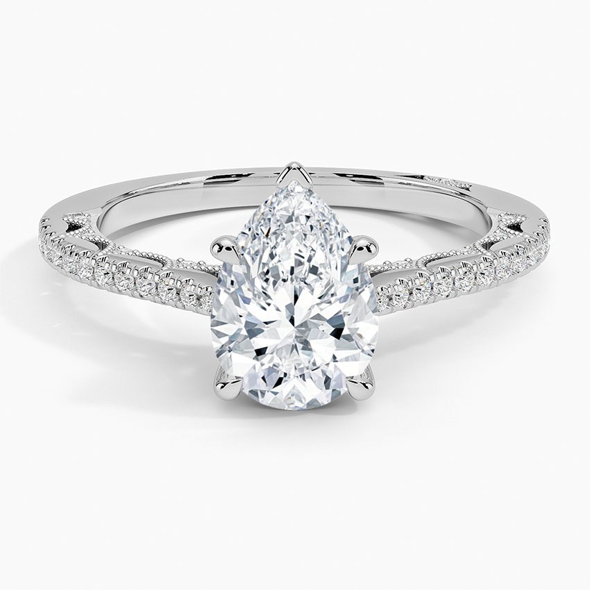 Tacori Lunetta Crescent Cathedral Diamond Ring Platinum Pear Engagement Ring