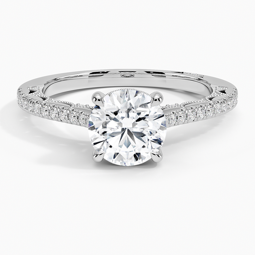 Tacori Lunetta Crescent Cathedral Diamond Ring Platinum Round Engagement Ring