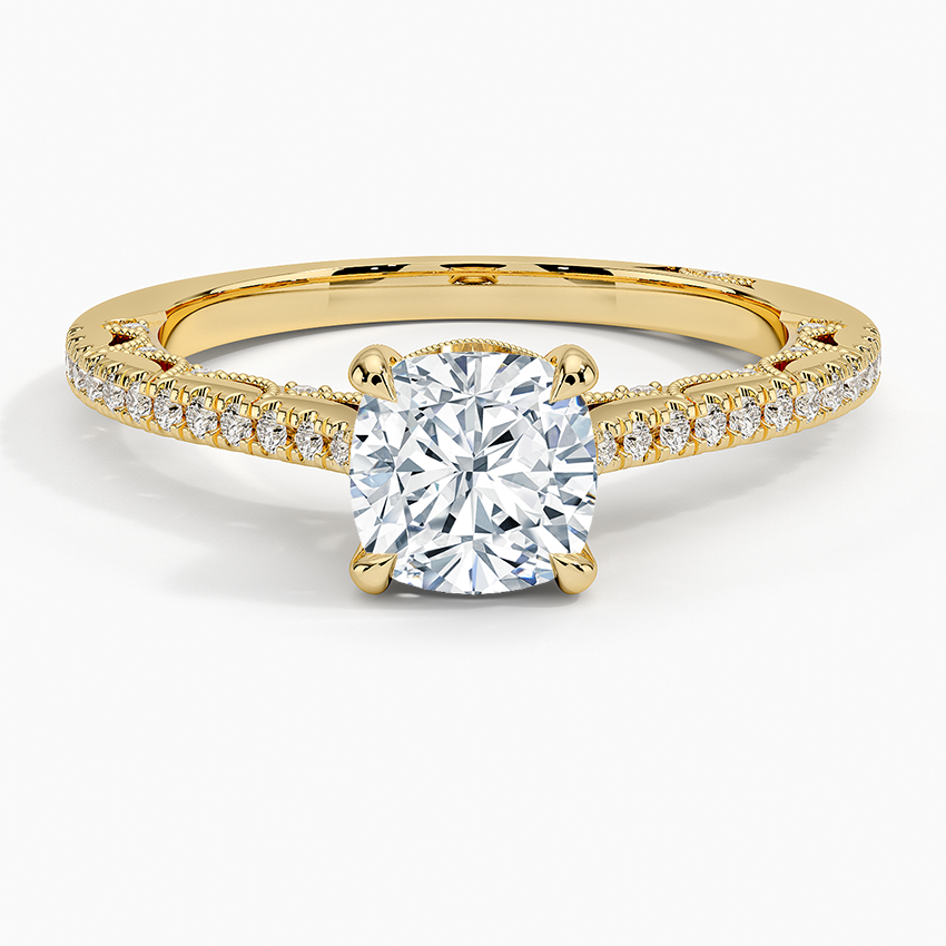 Tacori Lunetta Crescent Cathedral Diamond Ring Yellow Gold 18k Cushion Engagement Ring