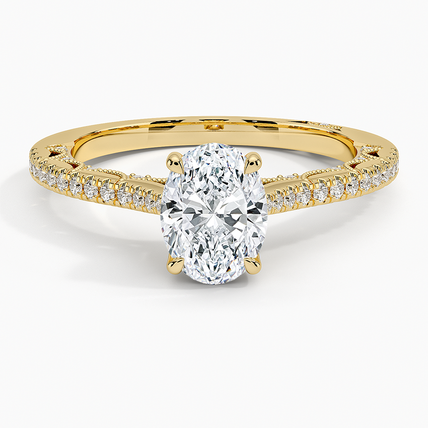 Tacori Lunetta Crescent Cathedral Diamond Ring Yellow Gold 18k Oval Engagement Ring