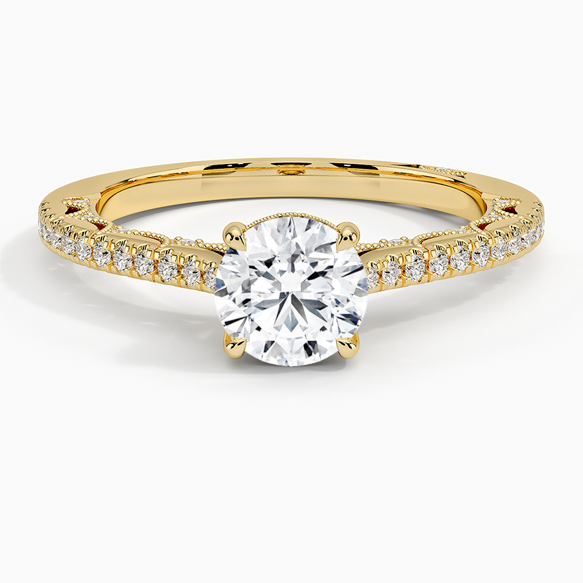 Tacori Lunetta Crescent Cathedral Diamond Ring Yellow Gold 18k Round Engagement Ring